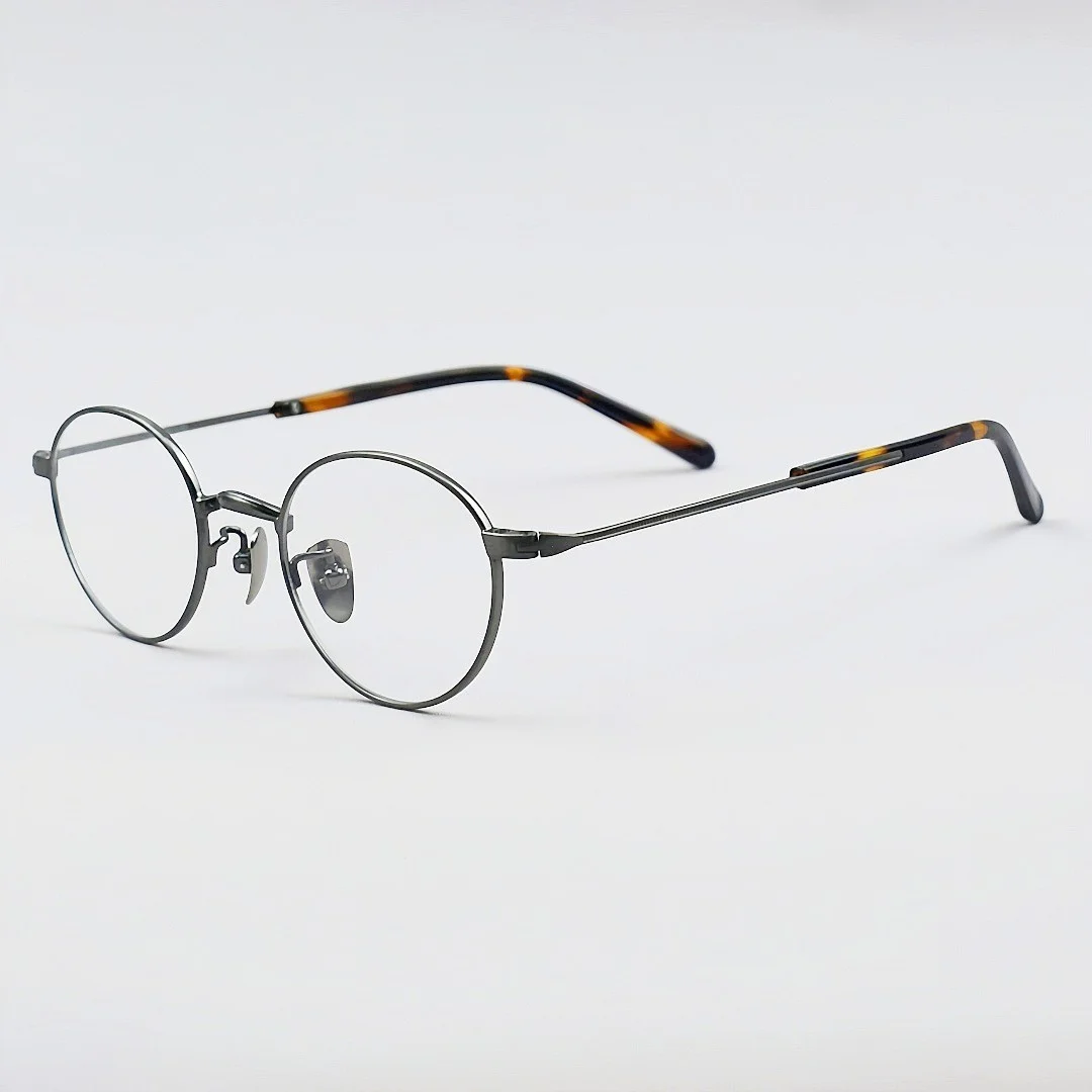 Ultralight Titanium Eyeglass Frames Round Full Rim Women Men Glasses 49 21-140mm 3